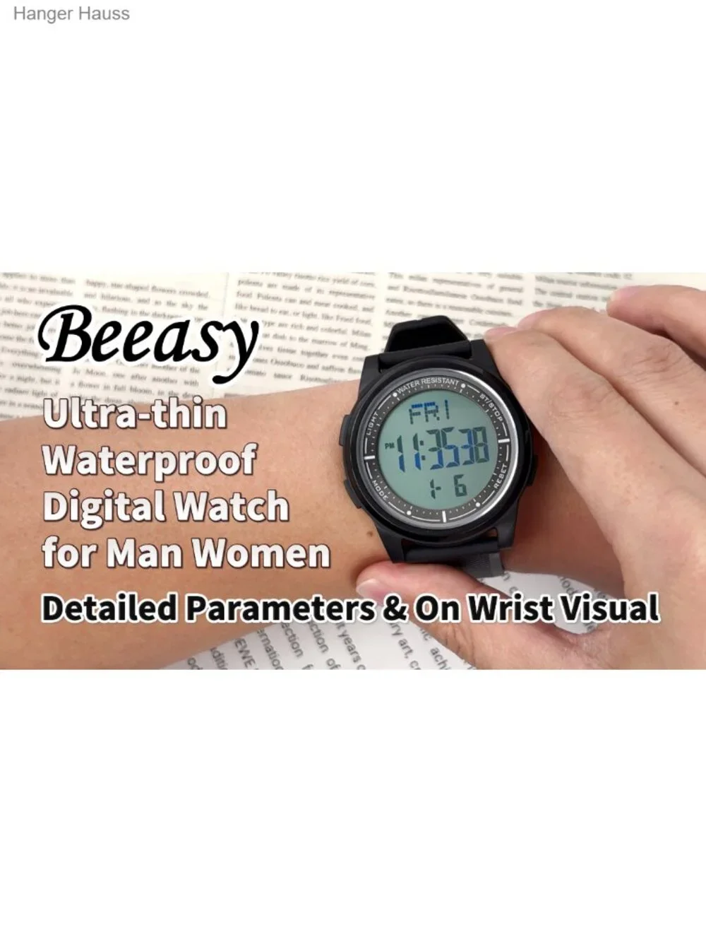 Ultra-Thin 50M Waterproof Digital Sports Watch with Alarm, Stopwatch, Countdown